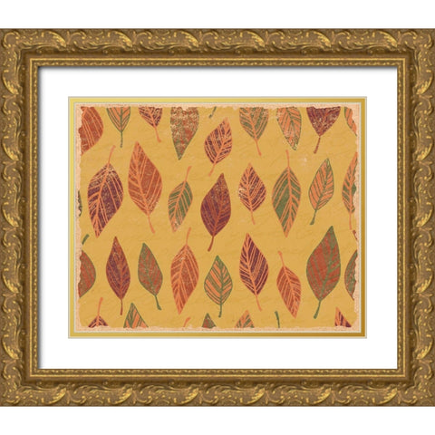 Falling Leaves Gold Ornate Wood Framed Art Print with Double Matting by Kimberly, Allen