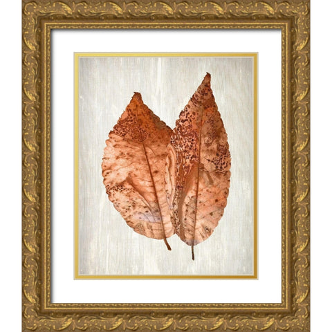 Copper Leaves 2 Gold Ornate Wood Framed Art Print with Double Matting by Kimberly, Allen