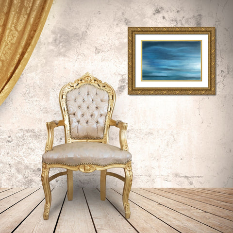Layers of Teal Gold Ornate Wood Framed Art Print with Double Matting by Allen, Kimberly