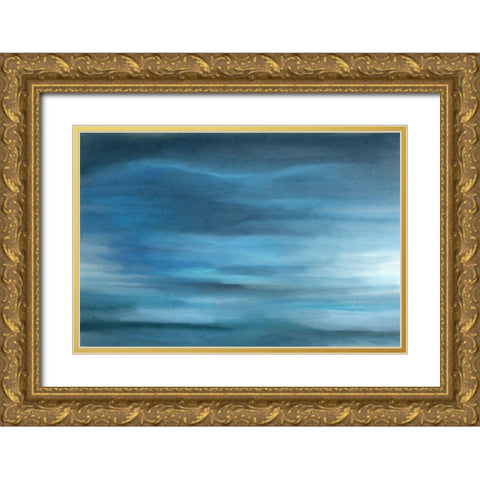 Layers of Teal Gold Ornate Wood Framed Art Print with Double Matting by Allen, Kimberly