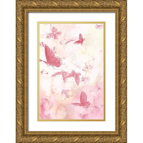 Butterflies Panel 2 Gold Ornate Wood Framed Art Print with Double Matting by Kimberly, Allen