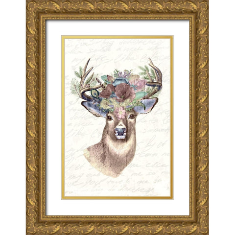 Floral Headband Gold Ornate Wood Framed Art Print with Double Matting by Kimberly, Allen