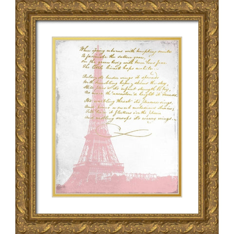 Paris in Pink 1 Gold Ornate Wood Framed Art Print with Double Matting by Kimberly, Allen