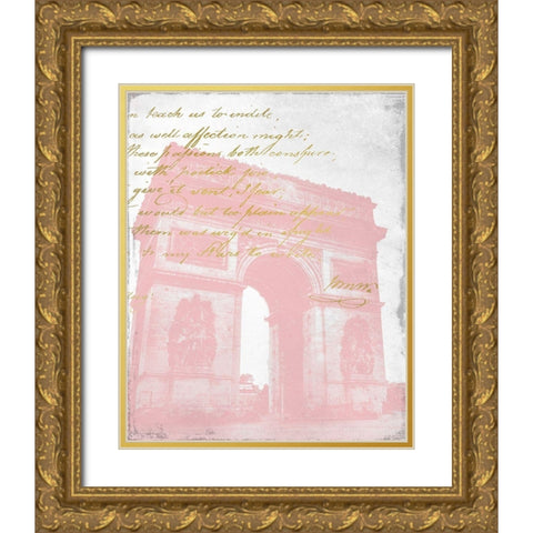 Paris in Pink 2 Gold Ornate Wood Framed Art Print with Double Matting by Kimberly, Allen