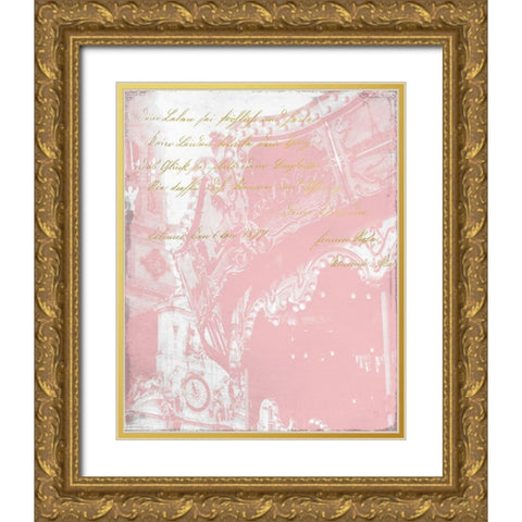 Paris in Pink 3 Gold Ornate Wood Framed Art Print with Double Matting by Kimberly, Allen