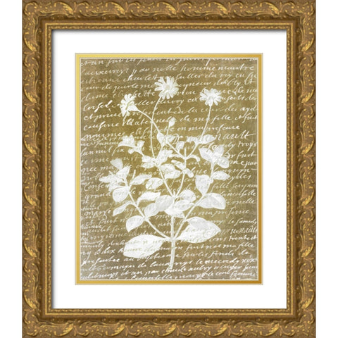Notes on Floral 1 Gold Ornate Wood Framed Art Print with Double Matting by Kimberly, Allen