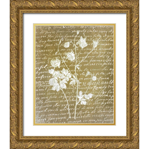 Notes on Floral 2  Gold Ornate Wood Framed Art Print with Double Matting by Kimberly, Allen