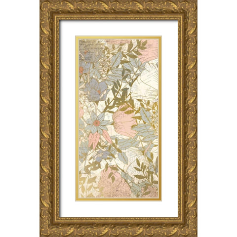 Carte Postale Blooms A Gold Ornate Wood Framed Art Print with Double Matting by Allen, Kimberly