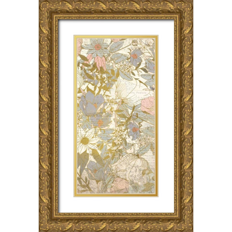 Carte Postale Blooms B Gold Ornate Wood Framed Art Print with Double Matting by Allen, Kimberly