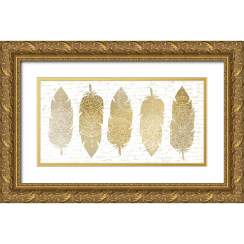 Feathered Panel A Gold Ornate Wood Framed Art Print with Double Matting by Allen, Kimberly