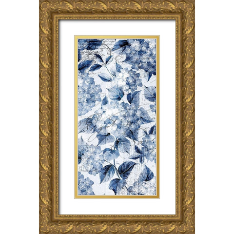 Indigo Hydrangea A Gold Ornate Wood Framed Art Print with Double Matting by Kimberly, Allen