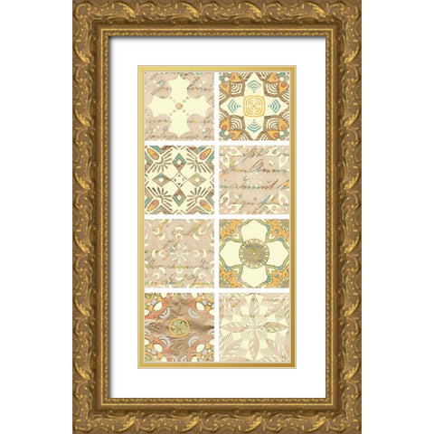 Panel of Tiles 1 Gold Ornate Wood Framed Art Print with Double Matting by Kimberly, Allen