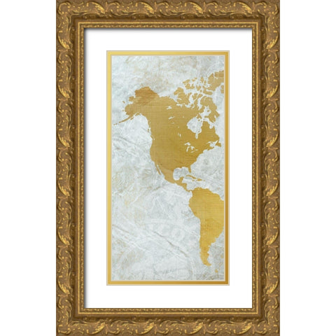 World A Gold Ornate Wood Framed Art Print with Double Matting by Kimberly, Allen