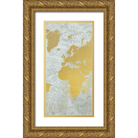 World B Gold Ornate Wood Framed Art Print with Double Matting by Kimberly, Allen
