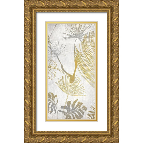 Golden Leaves Tropics 2 Gold Ornate Wood Framed Art Print with Double Matting by Kimberly, Allen