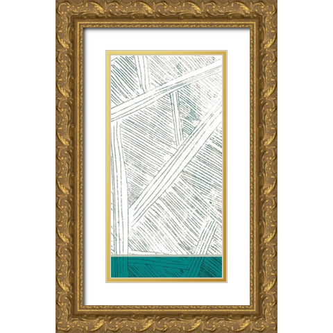 Teal Lined 2 Gold Ornate Wood Framed Art Print with Double Matting by Allen, Kimberly