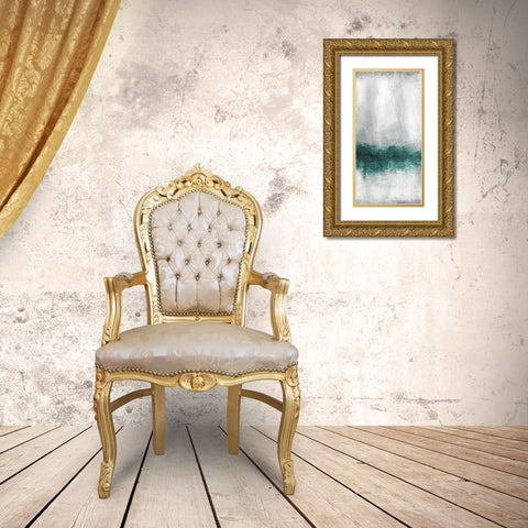 Teal Tones Panel A Gold Ornate Wood Framed Art Print with Double Matting by Allen, Kimberly