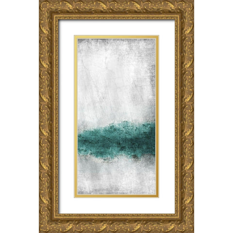 Teal Tones Panel B Gold Ornate Wood Framed Art Print with Double Matting by Allen, Kimberly
