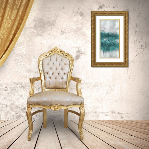 Teal Tones Panel C Gold Ornate Wood Framed Art Print with Double Matting by Allen, Kimberly