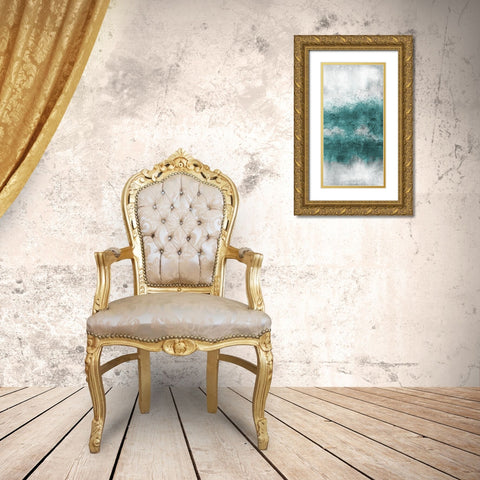 Teal Tones Panel D Gold Ornate Wood Framed Art Print with Double Matting by Allen, Kimberly