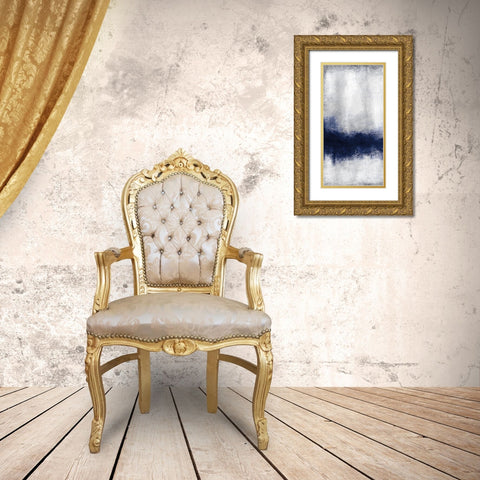Indigo Tones Panel A Gold Ornate Wood Framed Art Print with Double Matting by Allen, Kimberly