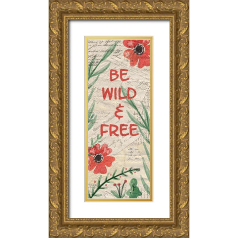 Postcard Flamingo Panel Gold Ornate Wood Framed Art Print with Double Matting by Kimberly, Allen