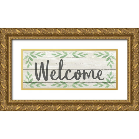 Welcome v2 Gold Ornate Wood Framed Art Print with Double Matting by Kimberly, Allen