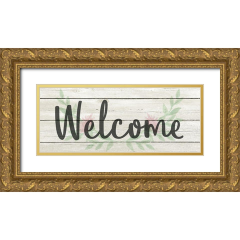 Welcome Gold Ornate Wood Framed Art Print with Double Matting by Kimberly, Allen