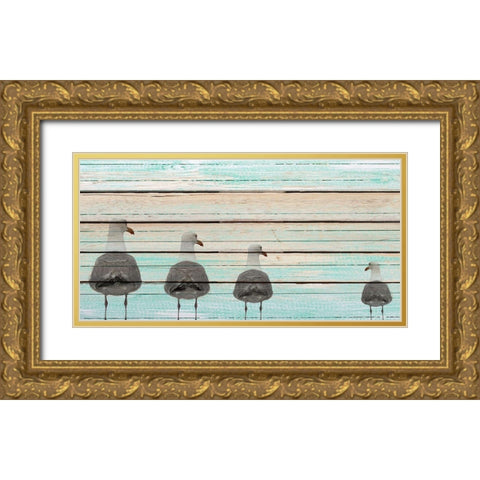 Seagulls Gold Ornate Wood Framed Art Print with Double Matting by Allen, Kimberly