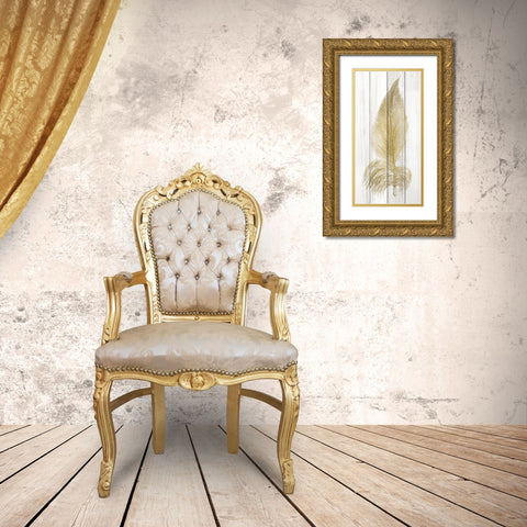 Feather of Gold 2 Gold Ornate Wood Framed Art Print with Double Matting by Kimberly, Allen