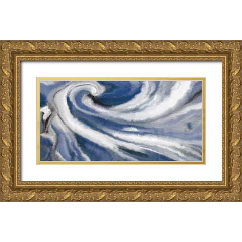 Indigo Swirl Gold Ornate Wood Framed Art Print with Double Matting by Kimberly, Allen