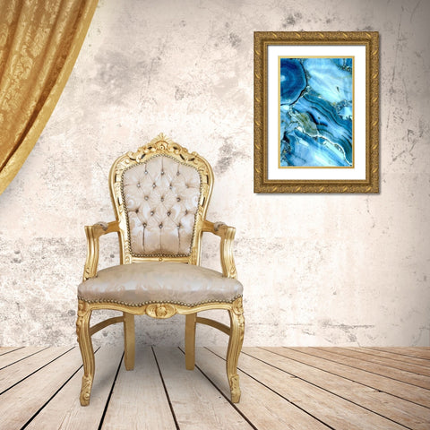 Indigo Streams Gold Ornate Wood Framed Art Print with Double Matting by Kimberly, Allen