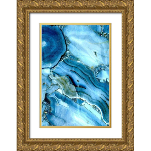 Indigo Streams Gold Ornate Wood Framed Art Print with Double Matting by Kimberly, Allen