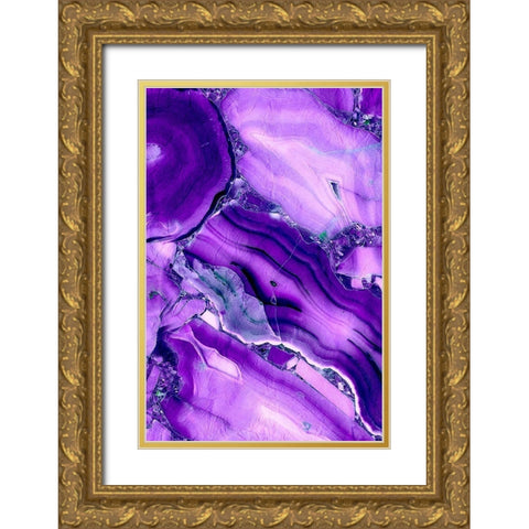 Violet Streams Gold Ornate Wood Framed Art Print with Double Matting by Kimberly, Allen