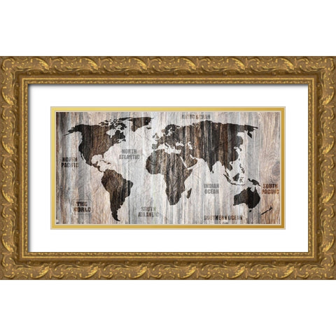 The World v1 Gold Ornate Wood Framed Art Print with Double Matting by Kimberly, Allen