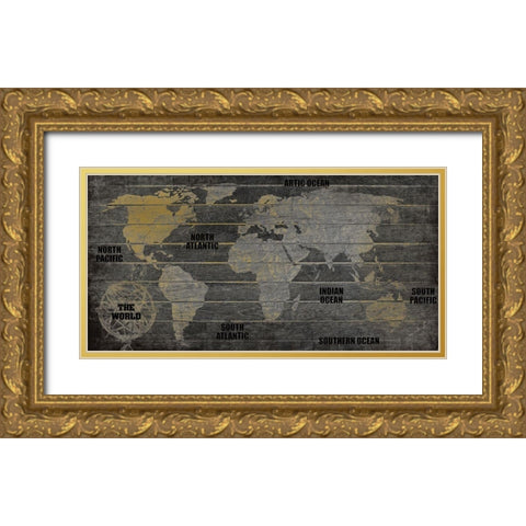 The World v2 Gold Ornate Wood Framed Art Print with Double Matting by Kimberly, Allen