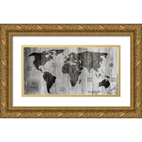 The World v3 Gold Ornate Wood Framed Art Print with Double Matting by Kimberly, Allen