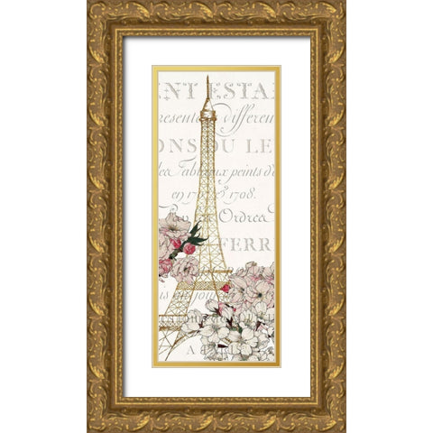 Cherry Blossom Paris 1 Gold Ornate Wood Framed Art Print with Double Matting by Kimberly, Allen