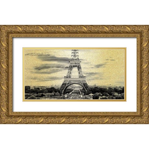 Paris B Gold Ornate Wood Framed Art Print with Double Matting by Kimberly, Allen