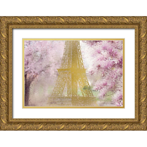 Pink Paris Gold Ornate Wood Framed Art Print with Double Matting by Kimberly, Allen