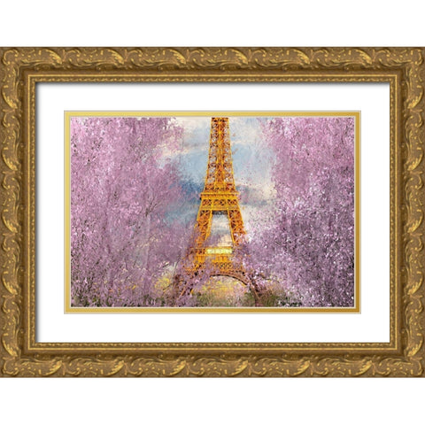 Paris in Bloom Gold Ornate Wood Framed Art Print with Double Matting by Kimberly, Allen