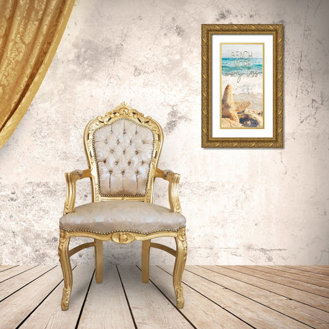 Starfish Beach 1 v2 Gold Ornate Wood Framed Art Print with Double Matting by Kimberly, Allen
