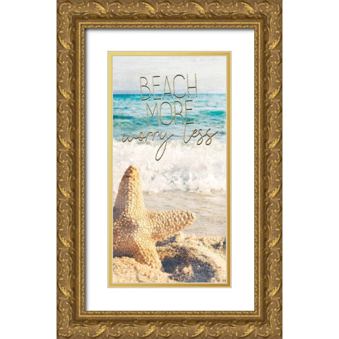 Starfish Beach 1 v2 Gold Ornate Wood Framed Art Print with Double Matting by Kimberly, Allen