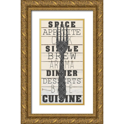 Cutlery 1 Gold Ornate Wood Framed Art Print with Double Matting by Kimberly, Allen