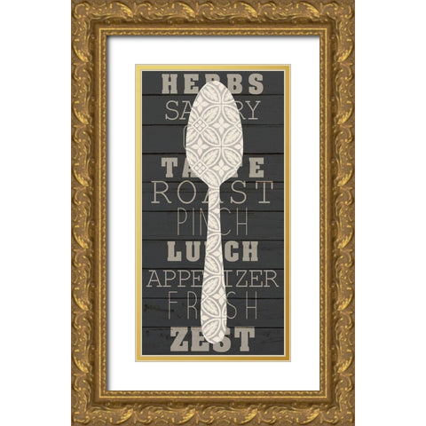Cutlery 2 Gold Ornate Wood Framed Art Print with Double Matting by Kimberly, Allen