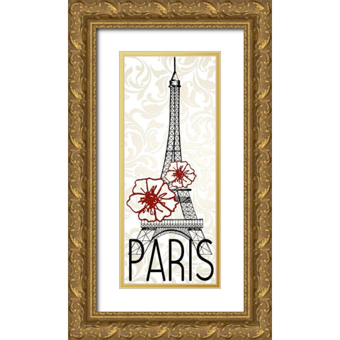 I Love Paris 1 Gold Ornate Wood Framed Art Print with Double Matting by Kimberly, Allen