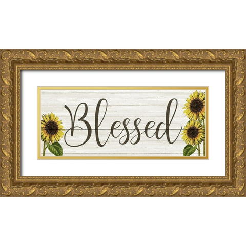 Sunflower Blessed Gold Ornate Wood Framed Art Print with Double Matting by Kimberly, Allen
