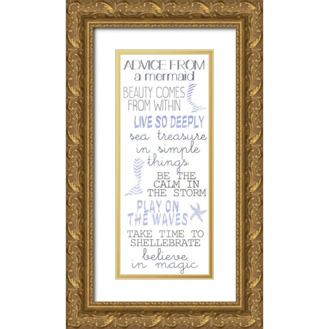 Mermaid Advice  Gold Ornate Wood Framed Art Print with Double Matting by Kimberly, Allen