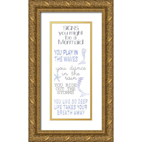 Mermaid Signs Gold Ornate Wood Framed Art Print with Double Matting by Kimberly, Allen