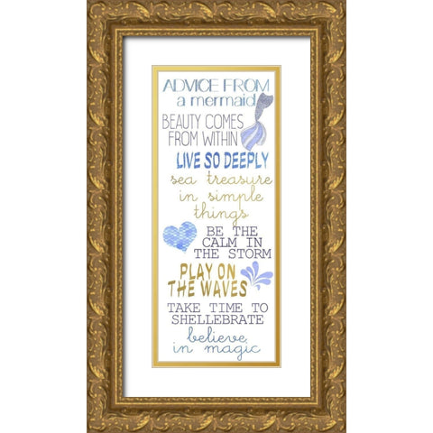 Mermaid Advice v2 Gold Ornate Wood Framed Art Print with Double Matting by Kimberly, Allen